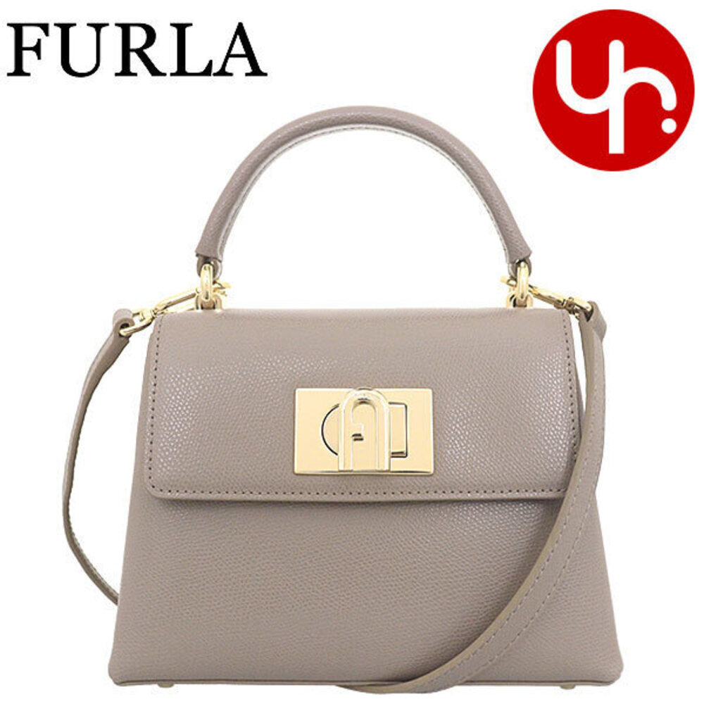 Furla Leather Top Handle Bag Stucco Gray Crossbody Collection